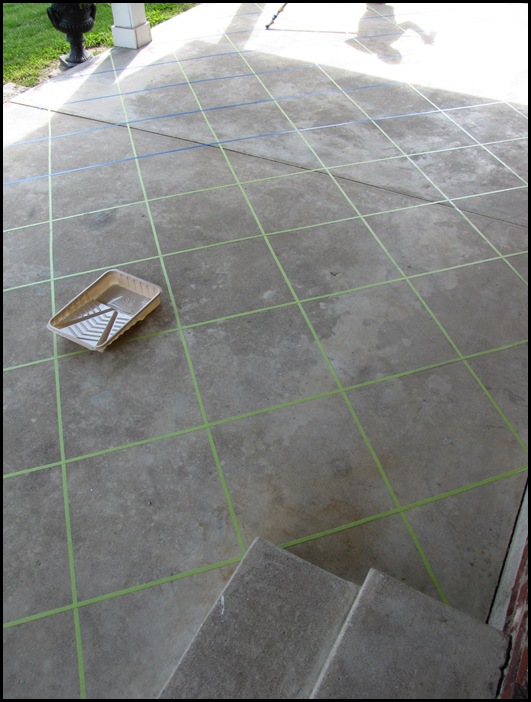 concrete patio floor tile floors staining stain stained porch tape patios makeover cement backyard flooring outdoor reveal paint beneath painting